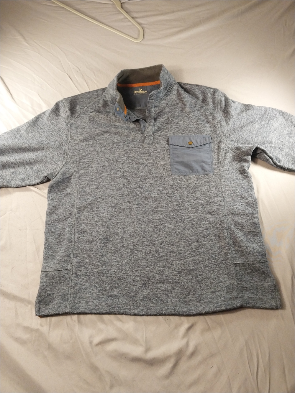 Outdoor Life Men's Heather Gray Quarter-Placket Pullover with Chest Pocket #210